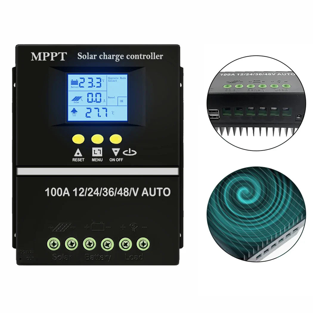 Y&H MPPT Solar Charge Controller 60A 80A 100A — 12V/24V/36V/48V Battery Regulator for Lead-Acid & Lithium