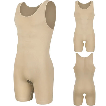 Men’s Sleeveless Bodysuit Shaper — Full Body Compression Undershirt, Tummy Control Slimming Vest Shapewear