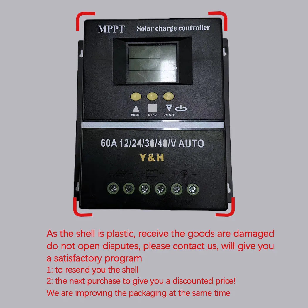Y&H MPPT Solar Charge Controller 60A 80A 100A — 12V/24V/36V/48V Battery Regulator for Lead-Acid & Lithium