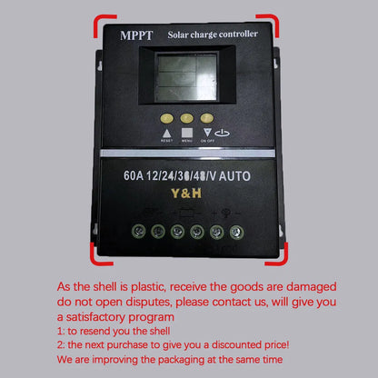 Y&H MPPT Solar Charge Controller 60A 80A 100A — 12V/24V/36V/48V Battery Regulator for Lead-Acid & Lithium