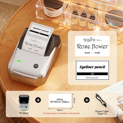 NIIMBOT B1 Portable 2-Inch Thermal Label Printer with Adhesive Tapes Bluetooth Mini Sticker Maker for Smartphone & PC