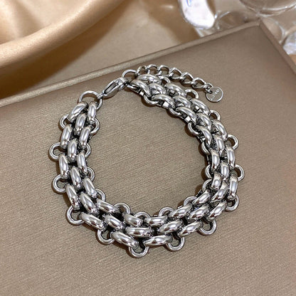 Greatera Handmade Braided Titanium Steel Bracelet – Waterproof Contrast Color Chain Bangle for Men & Women Classic Jewelry