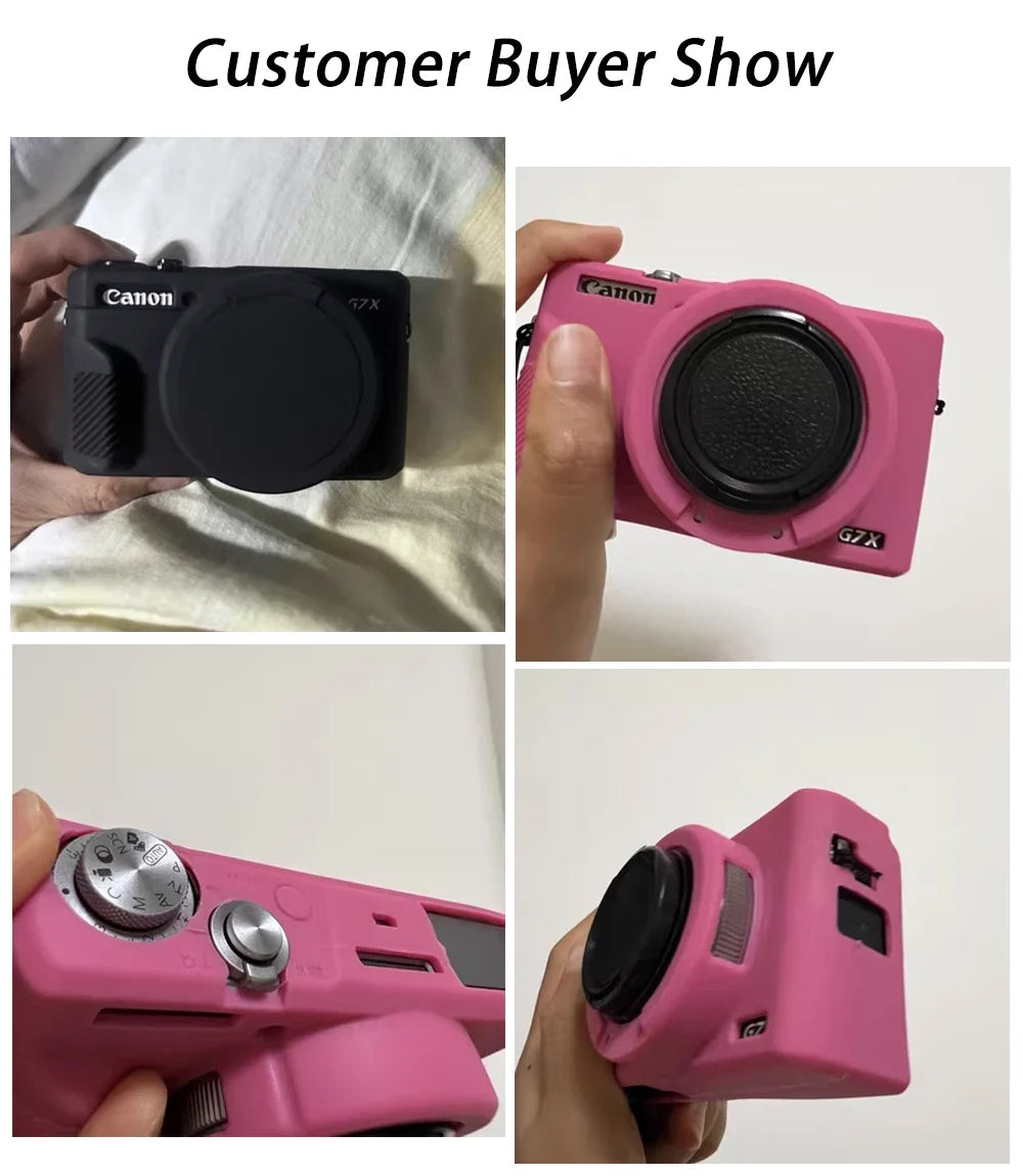 Canon G7X Mark II Silicone Camera Case - Soft Rubber Protective Skin Cover with Lens Protector for G7XII G7X2 G7X3 G7XIII