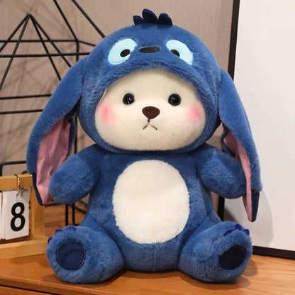 30cm Cute Bear-to-Disney Stitch Plush Toy – Soft Stuffed Cartoon Animal Doll, Perfect Birthday & Christmas Gift