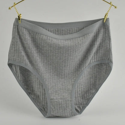 Soft High Waist Cotton Panties – Breathable Plus Size Women’s Underwear, Striped Lingerie Briefs
