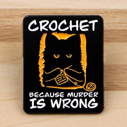 Cute Black Cat Enamel Pin - Crochet Style Brooch Badge for Backpack Hat Collar Lapel Cosplay Accessories Gift