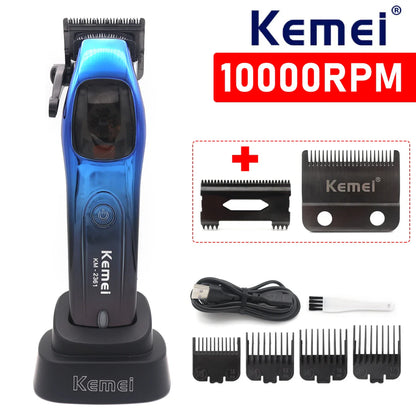 Kemei 2361 Professional Hair Clipper – 10000RPM Magnetic Motor, DLC Blade, Base Charger, Hair Trimmer for Men