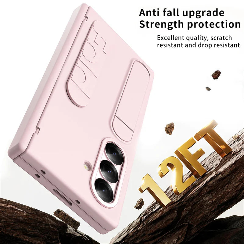 Vertical Wristband Card Slot Kickstand Case for Samsung Galaxy Z Fold 4-7 – Invisible Wrist Stand Protective Cover