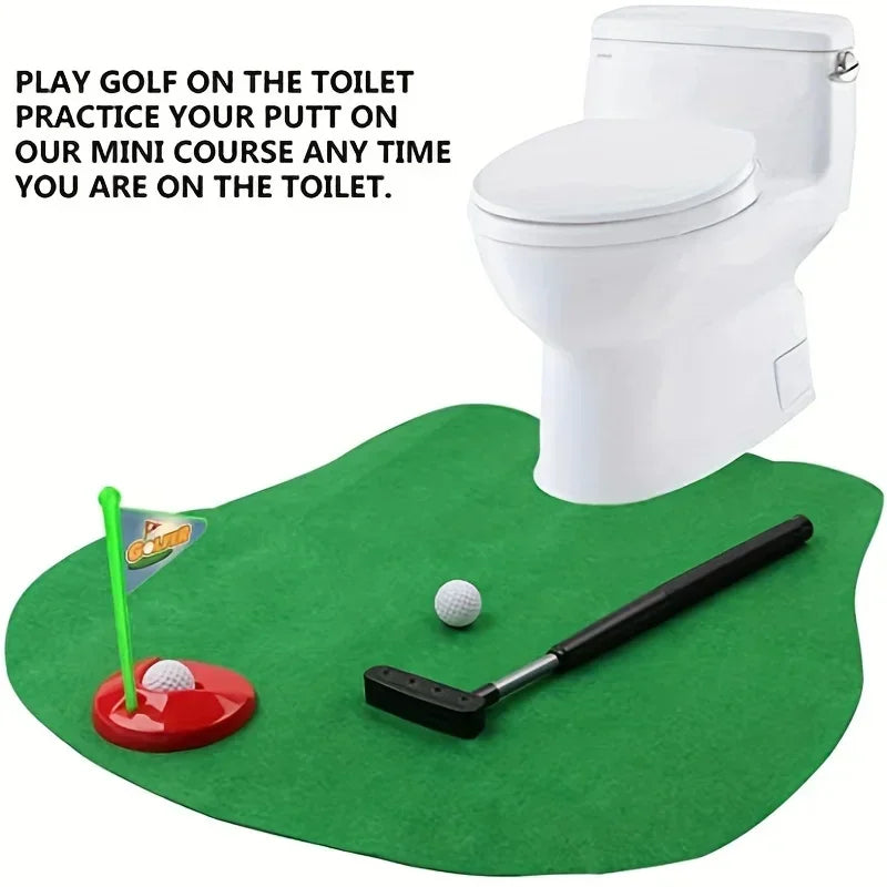 Mini Golf Putting Green Set – Funny Toilet Golf Indoor Sports Game for Adults, Bathroom Leisure Entertainment