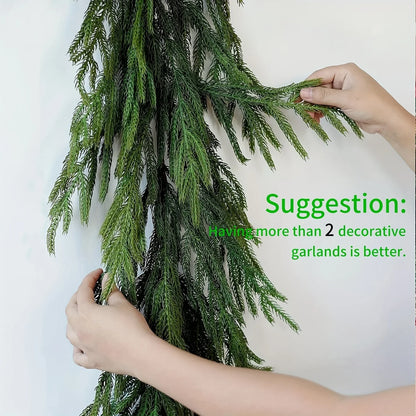 Artificial Norfolk Pine Christmas Wreath – Fake Green Garland for Front Door, Walls, Porches, Home & Xmas Decoration