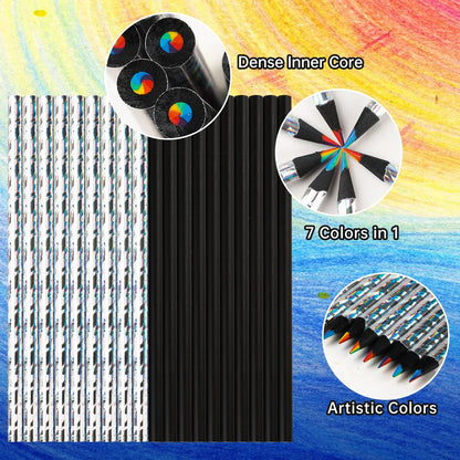 12pcs/Set Kawaii Rainbow Pencil - 7 Colors Concentric Gradient Crayons - Kids Gift for Art Painting and Drawing Stationery