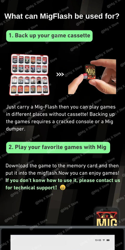MigX Touch Version Flash Cart — Universal MigSwitch Card for Nintendo Switch