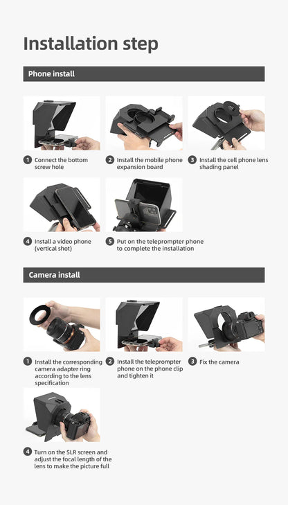 Ambitful Mini Teleprompter – Portable Phone & DSLR Recording Inscriber with Remote Control for Video