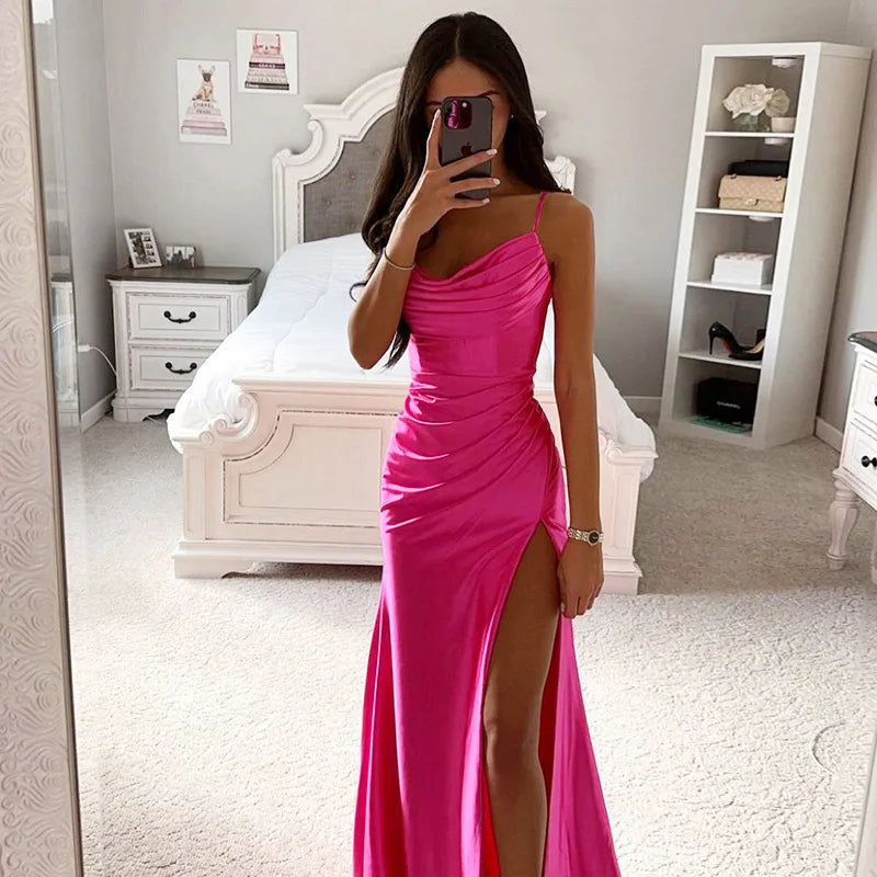 Women’s 2026 Spring Strapless Satin Gown – Ruffled Flared Corset-Style Slim Fit Dress