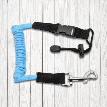Elastic Kayak Paddle Leash — Adjustable Coiled Lanyard with Safety Hook for Fishing Rods