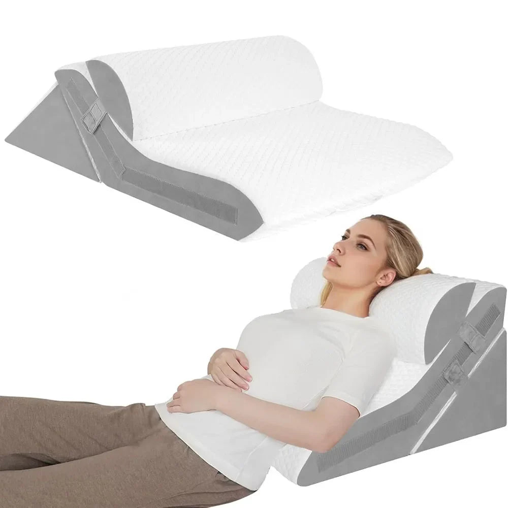 3Pcs Wedge Pillow Set — Adjustable Folding Triangle Pillows for Sleeping, Snoring, Back Pain & Acid Reflux Relief
