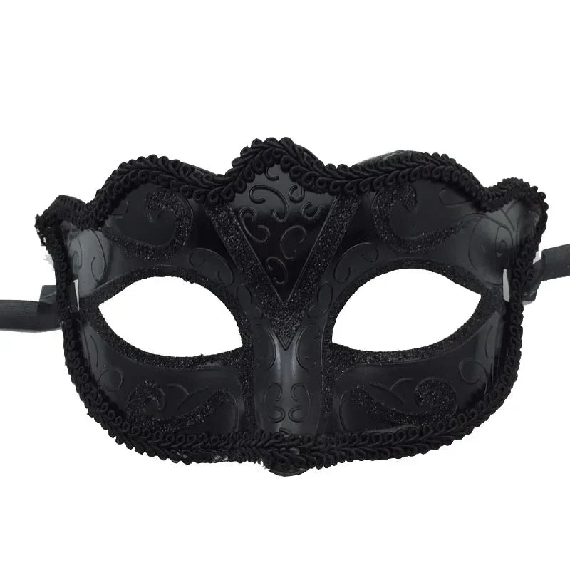 Black Lace Half Face Fox Mask – Venetian Masquerade Eye Mask with Tiara for Carnival & Party Wear