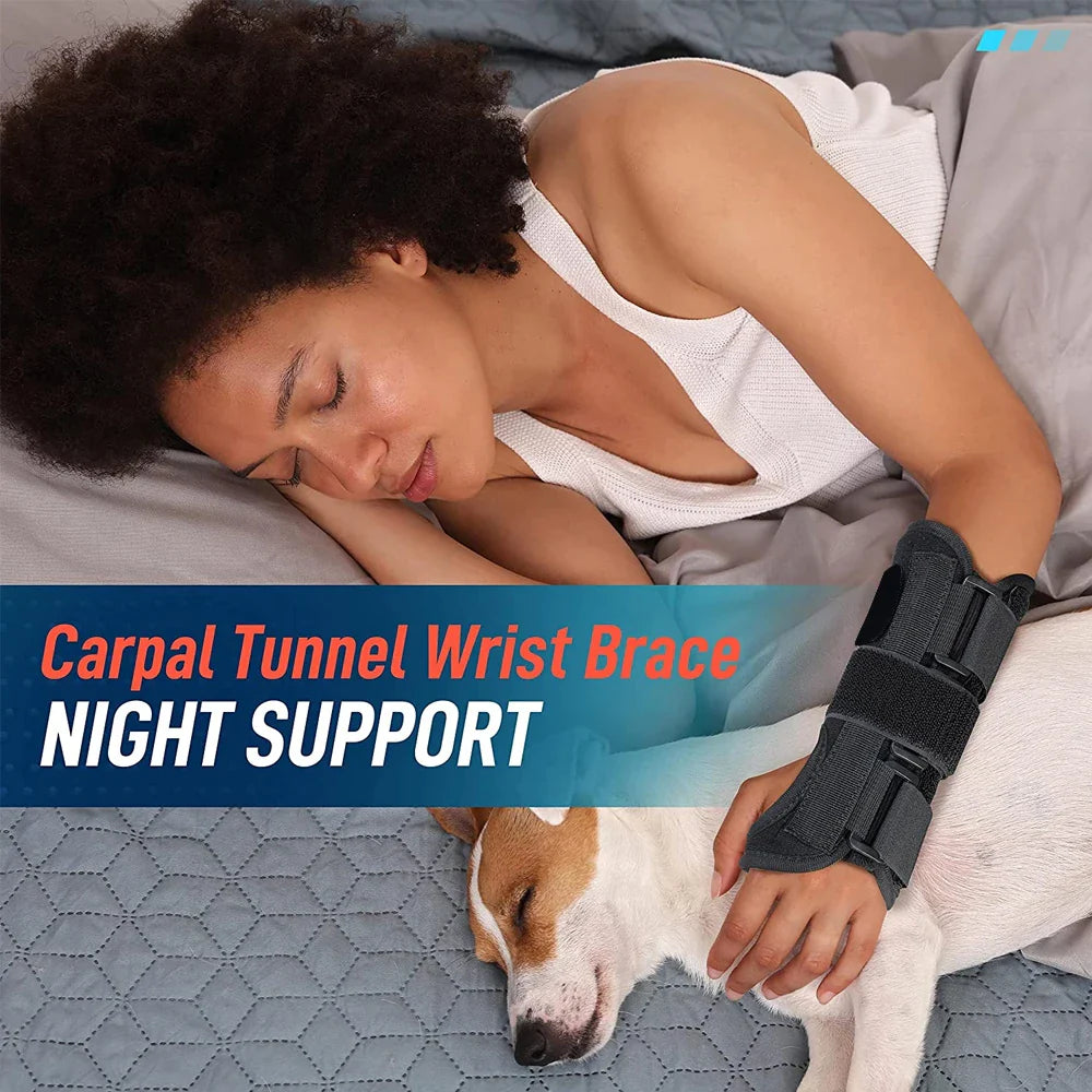Adjustable Wrist Brace for Carpal Tunnel Relief — Night Support with Splints for Injury, Pain, Sprain, and Tendonitis