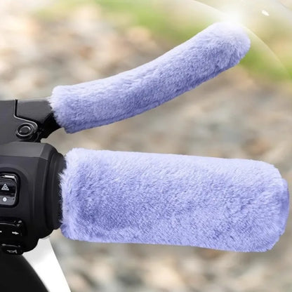 Winter Plush Handlebar Covers - Warm Non-Slip Windproof Grip Gloves for Electric Scooter, Motorcycle & Tricycle