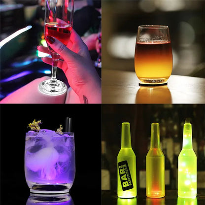 LED Wine Bottle Coasters — Colorful Glowing Stickers for Bar, Wedding, Party Lighting Decor (1/10/20/50PCS)