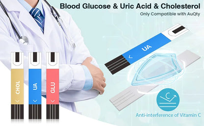 3-in-1 Multifunction Cholesterol, Uric Acid, and Blood Glucose Meter – Diabetes, Gout, and Blood Sugar Monitor with Test Strips