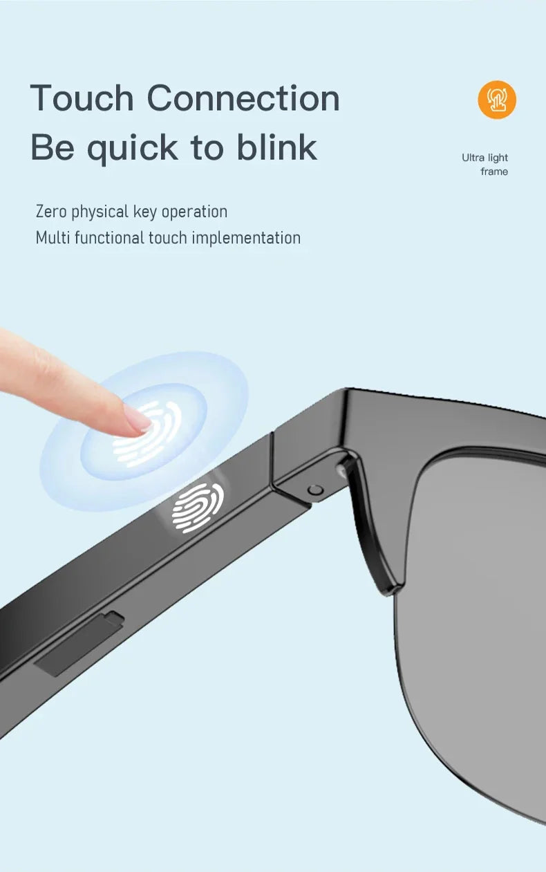 Smart Bluetooth V5.3 Sunglasses – HIFI Audio Glasses with Call Function, UV Protection, Anti-Touch Tech for Outdoor Sports Men & Women