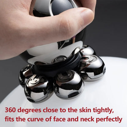 7D Floating Cutter Head Electric Shaver - Portable Men's Beard Trimmer and Clipper with Base Charging - Skull Shaver for Waterproof Shaving