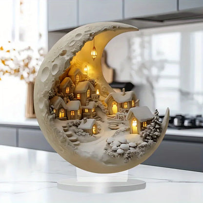 Christmas Moonhouse DIY Ornament - 2D Acrylic Xmas Tree Desktop Decoration, Merry Christmas & New Year 2026 Gift