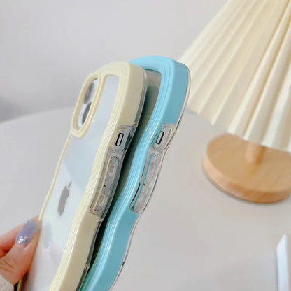 Candy Wavy Lines Bumper Case for iPhone 16/15/14/13/12/11 Pro Max Plus XR XS Max – Shockproof Clear Hard Back Cover