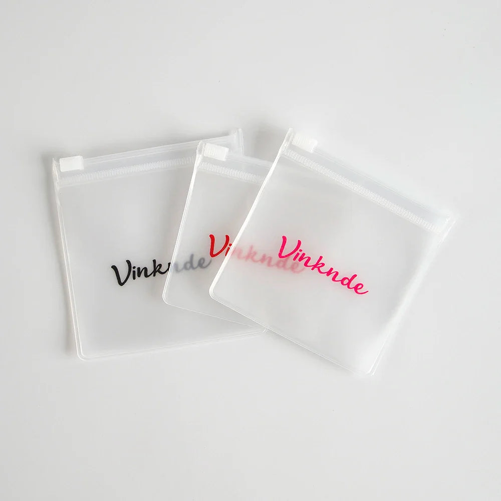 200PCS Bulk Jewelry Zipper Bags — Custom Frosted Transparent PVC Pouches for Necklaces, Earrings & Rings with Logo