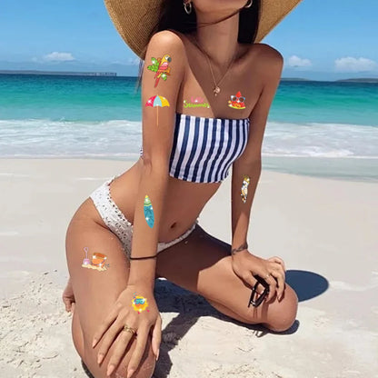 120PCS Glitter Temporary Tattoos - Summer Hawaiian Luau Party Favors for Adults