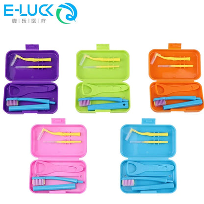 Portable Dental Cleaning Kit - Travel Oral Care Set with Toothbrush, Interdental Brush & Tongue Scraper