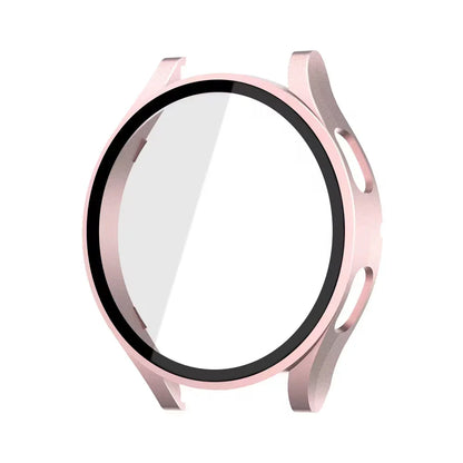 Tempered Glass & PC Bumper Case for Samsung Galaxy Watch 4/5/6/7/8 – Full Coverage Protective Cover (40mm & 44mm)