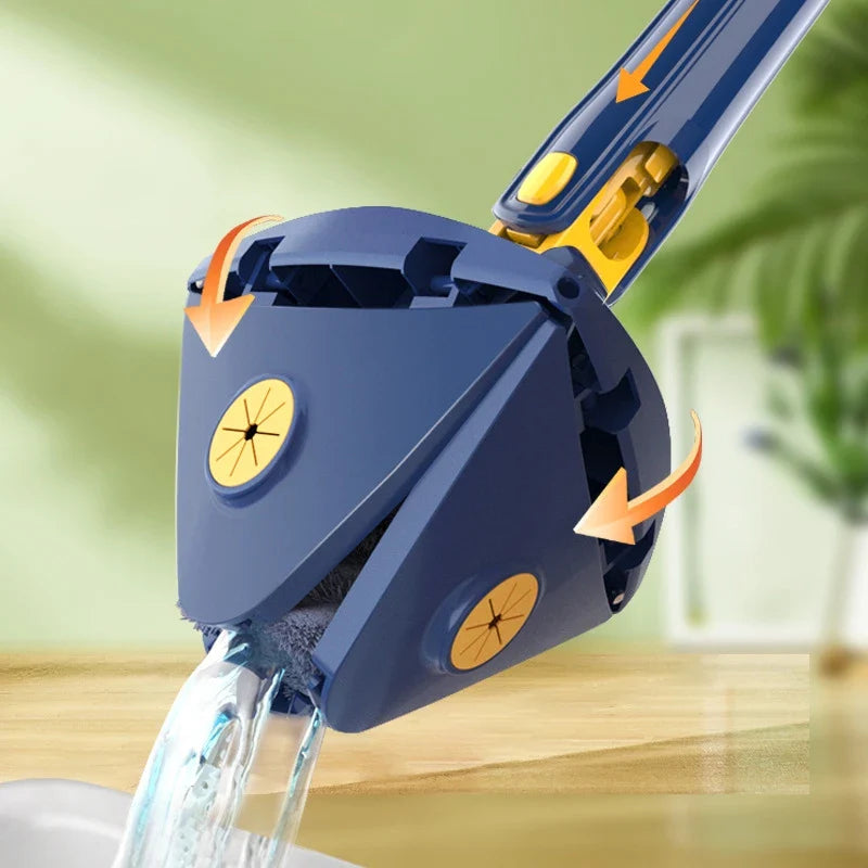 360-Degree Telescopic Rotatable Triangular Mop - New Lengthened, Adjustable, Wet and Dry Floor Cleaning Mop