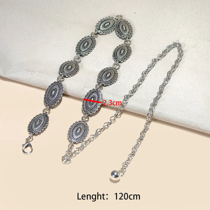 Designer Women’s Silver Waist Chain Belt – Retro Bohemian Ethnic Style for Skirts & Jeans