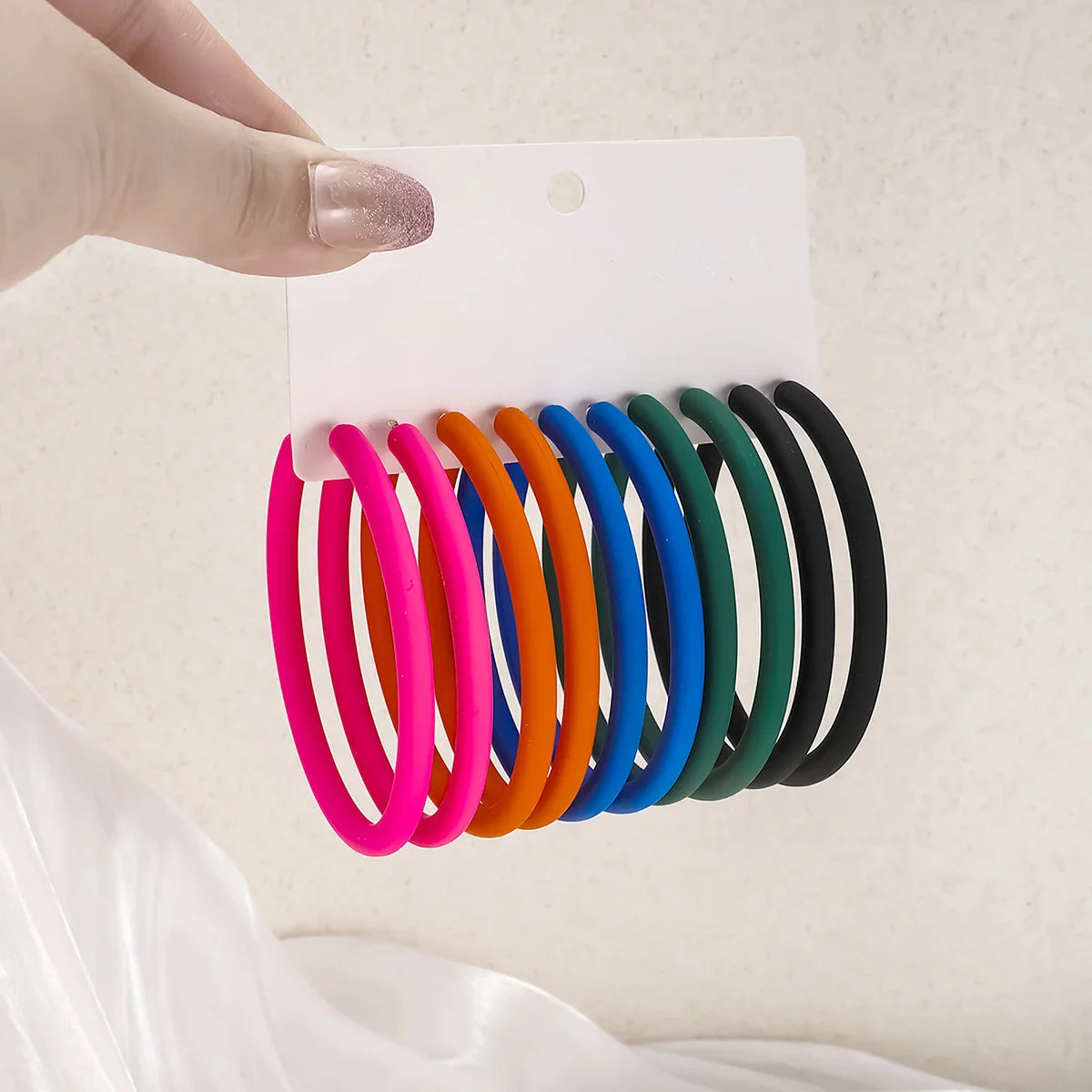 5-Pair Y2K Acrylic Hoop Earrings Set – Lightweight Dopamine Color Jewelry for Women Gift