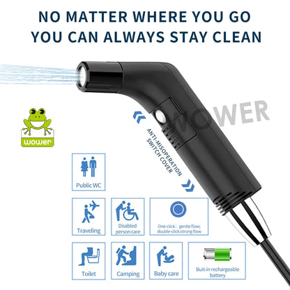 Wower Portable Electric Bidet for Personal Hygiene – 2.3L Rechargeable Shattaf Travel & Camping Bidet Shower Sprayer