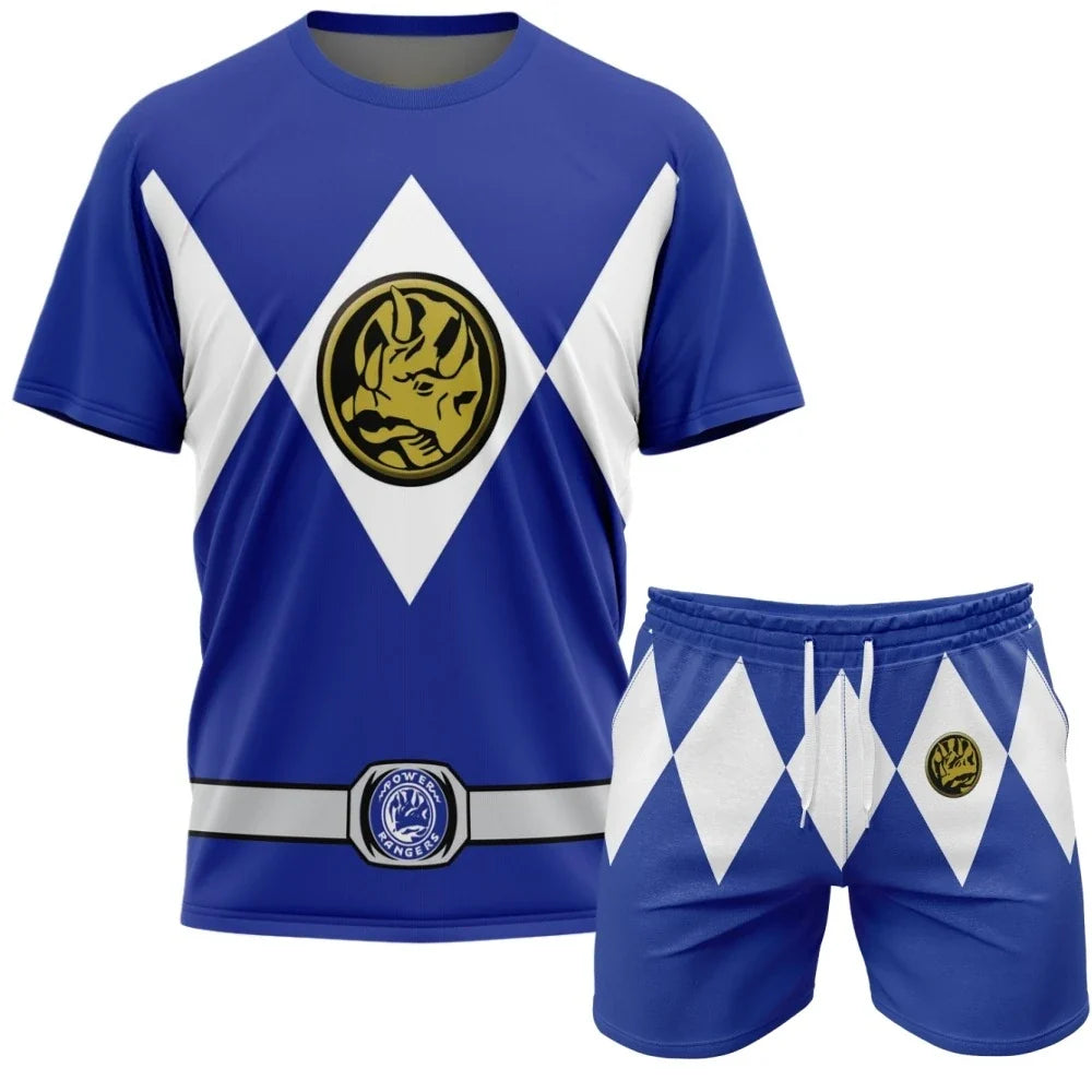 2026 Power Rangers Oversized Sportswear Set - Breathable Quick-Dry Tee & Shorts for Men & Women