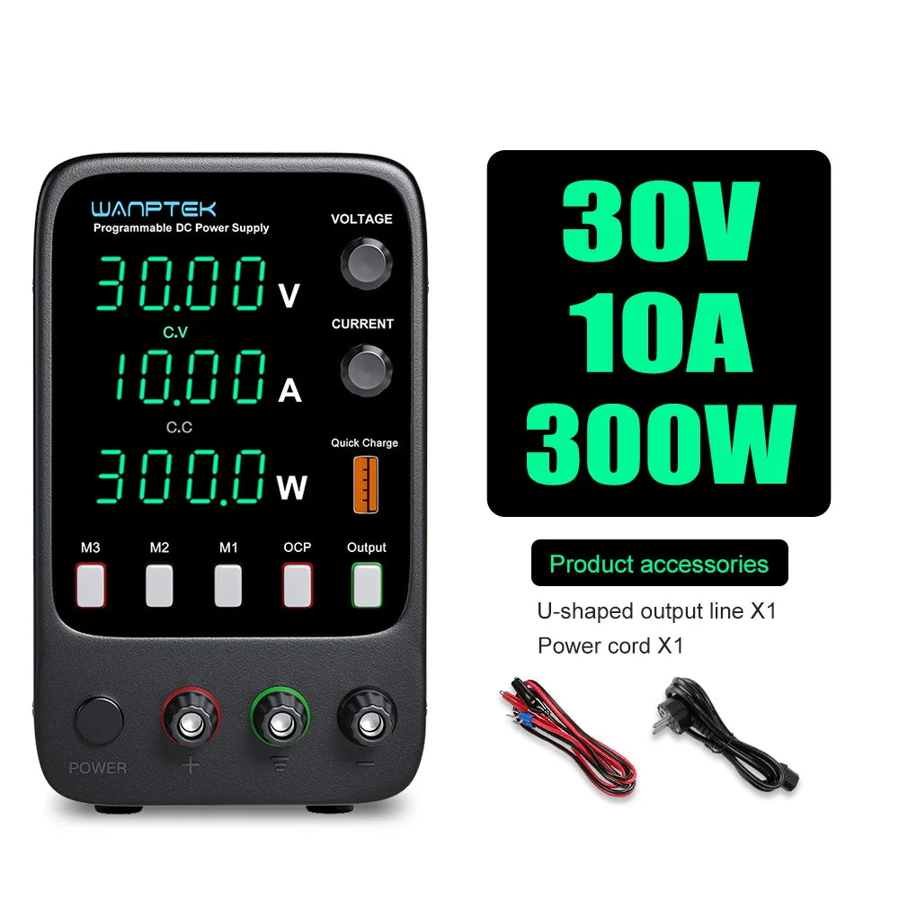Wanptek Adjustable DC Bench Power Supply 30V 10A – Variable Lab Voltage Regulator 60V/5A & 120V/3A Precision Power Supply