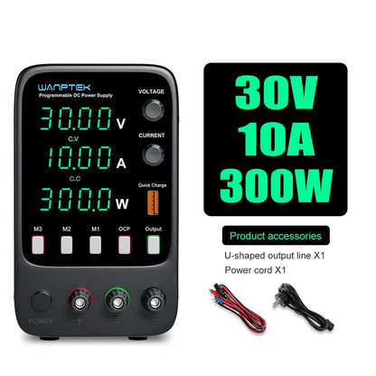 Wanptek Adjustable DC Bench Power Supply 30V 10A – Variable Lab Voltage Regulator 60V/5A & 120V/3A Precision Power Supply