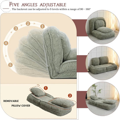 Bean Bag Chair – Convertible Sofa Bed for Adults & Pets, 5 Adjustable Positions, Lounge Chair for Bedroom & Living Room