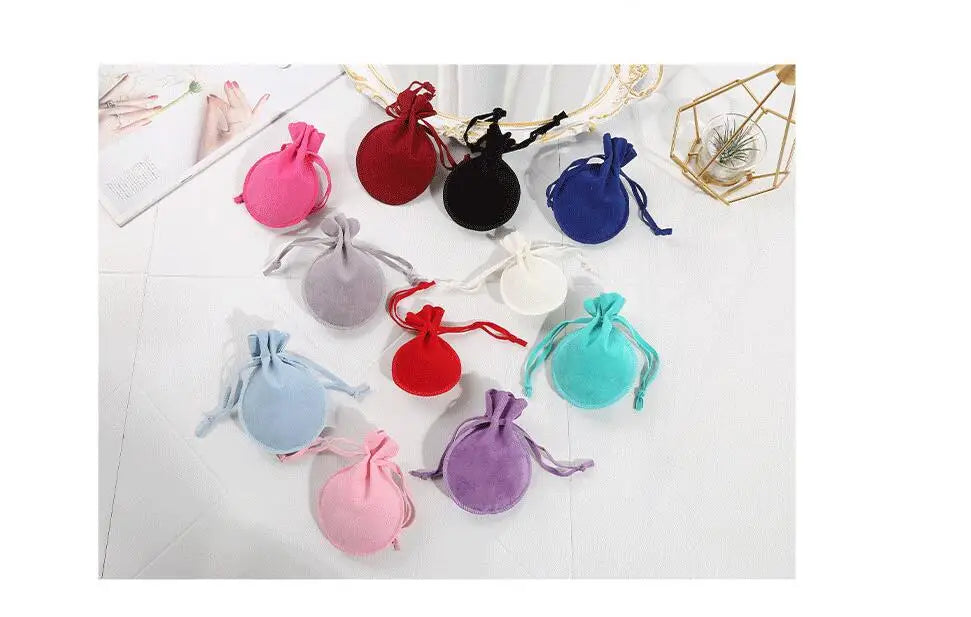 10PCS Small Velvet Jewelry Pouches – Drawstring Bags for Rings, Earrings, Candy, Gift Packaging, Display & Business Supplies