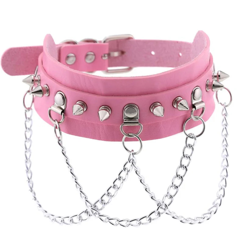 Harajuku Cosplay Rivet Star Punk Rock Gothic Collar — Sexy PU Leather Heart Cross Spike Choker Jewelry for Women