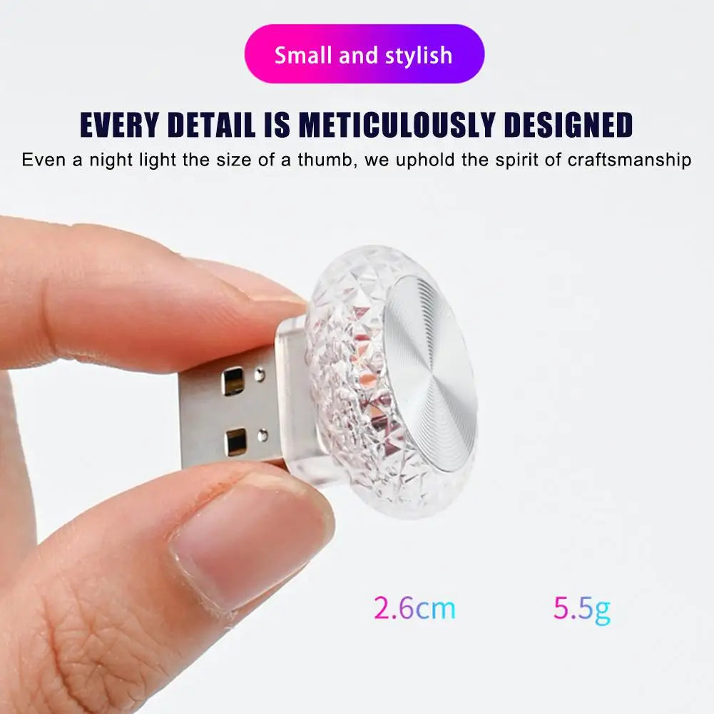 Portable USB Car Ambient Light - Mini LED Decorative Lamps for Auto Interior & Computer Lighting, Plug & Play