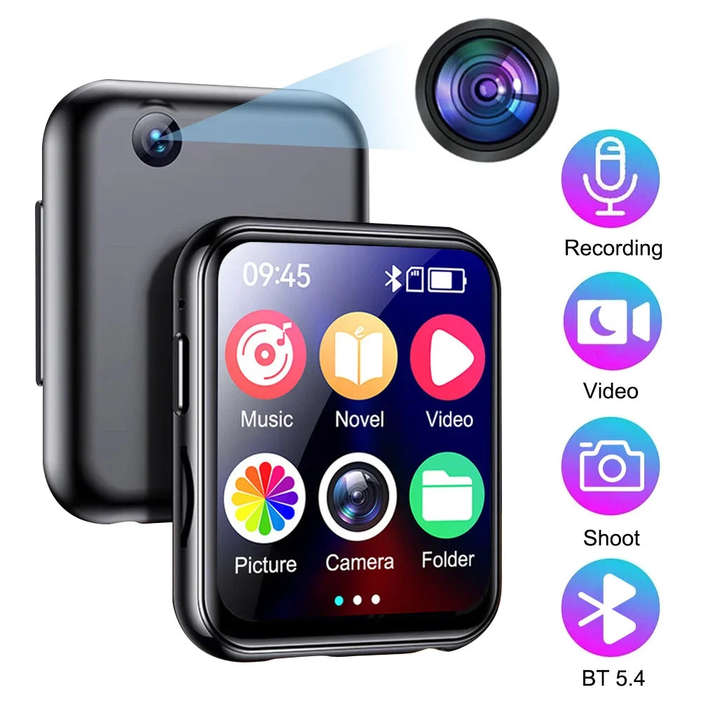 MP3 Music Player with Bluetooth 5.4 - HiFi Walkman with Full Touch Screen, Built-in Speaker, Recorder, Camera, Video Player, FM Radio, and E-book Functionality