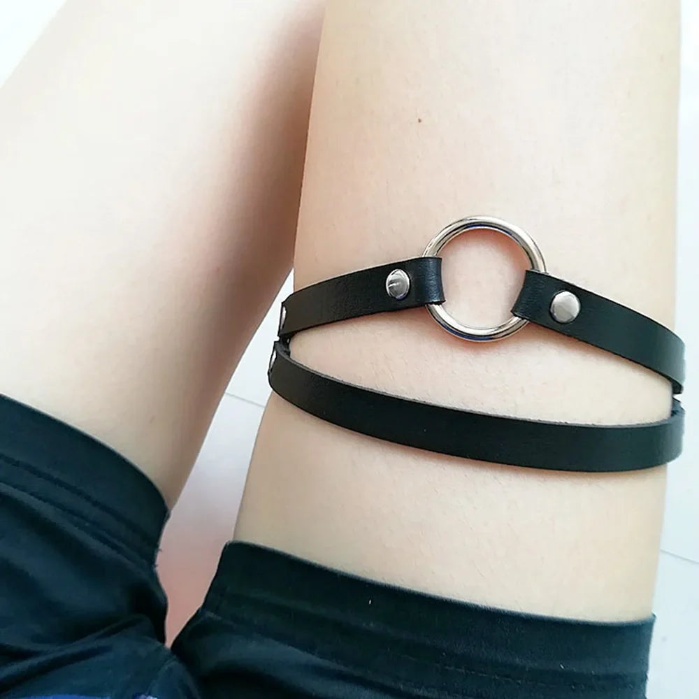 Sexy Elastic Heart Harness Garter Belt – Fashion Goth Bondage Leather Thigh Lingerie for Stockings