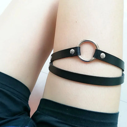 Sexy Elastic Heart Harness Garter Belt – Fashion Goth Bondage Leather Thigh Lingerie for Stockings