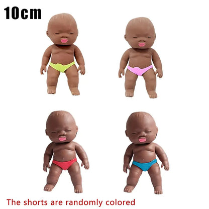 Natasha Black Baby Squishy Toy - Soft TPU Stress Relief Squeeze Fidget Doll for Kids & Adults