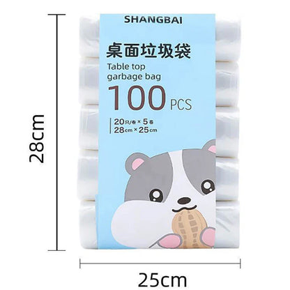 5Roll 100Pcs Mini Garbage Bags – Thickened Disposable Trash Bags for Household & Desktop Use, Kitchen Tools
