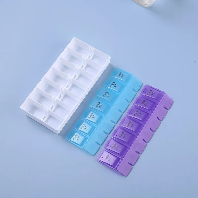 Weekly 14-Grid Pill Box – Portable 7-Day Organizer for Tablets, Vitamins & Medicine Storage Container